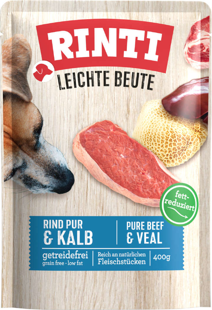 RINTI Hunde-Nassfutter Leichte Beute Rind pur + Kalb